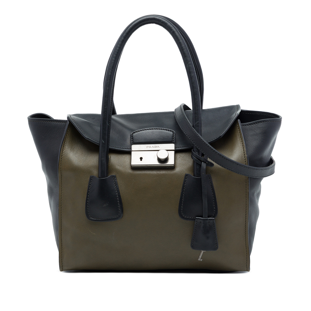 Pre-Loved Prada Bicolor Glace Calf Sound Lock Satchel